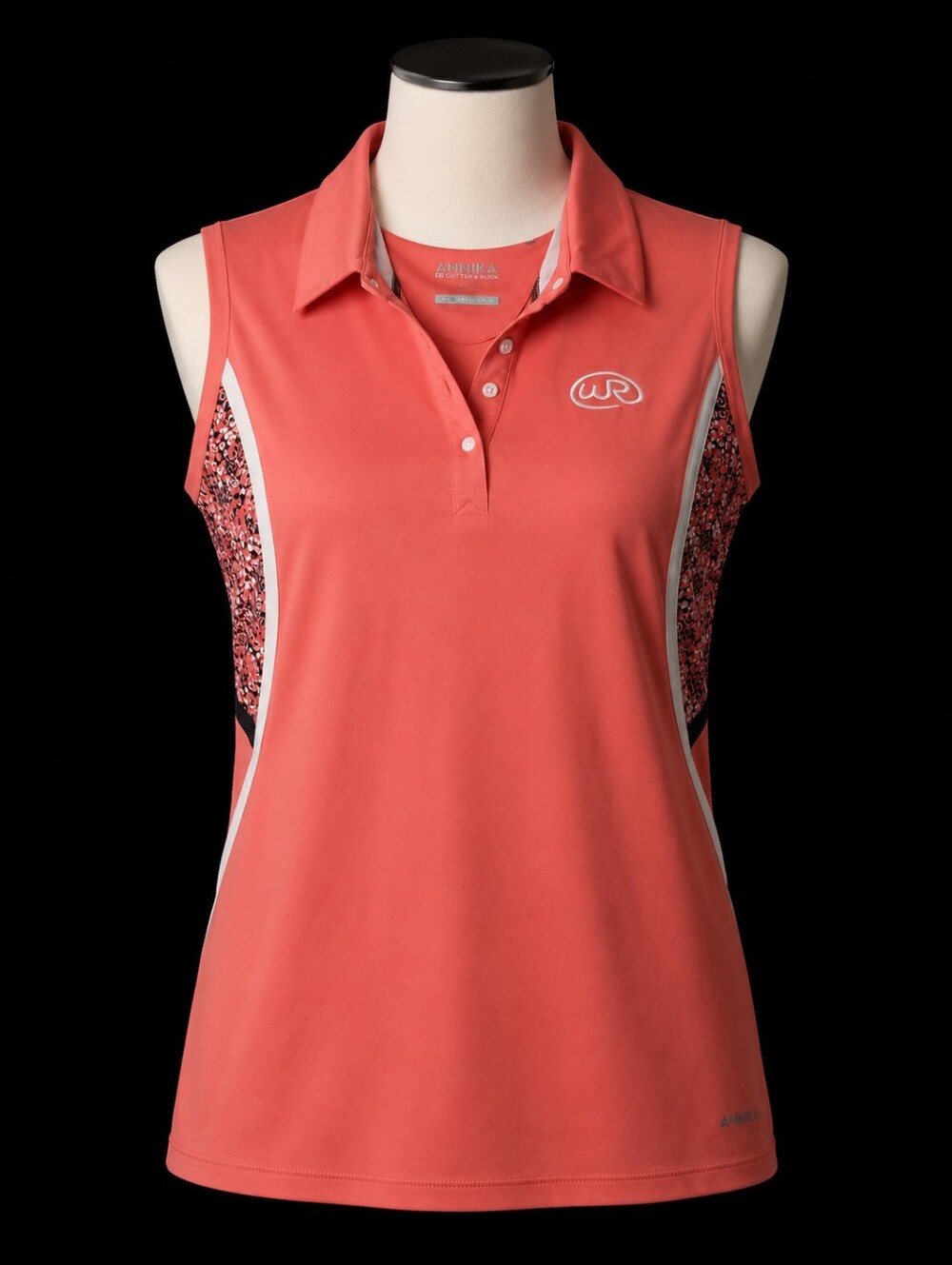 Cutter & Buck ANNIKA CB DryTec 50UPF+ Sleeveless Shirt sz L Coral Pink Golf Polo